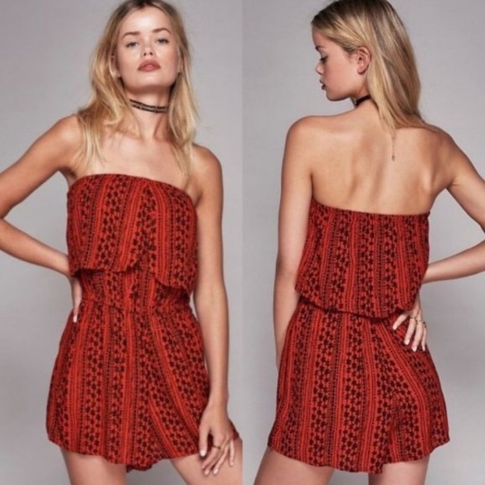 Free People Rosa Strapless Romper Red Size L